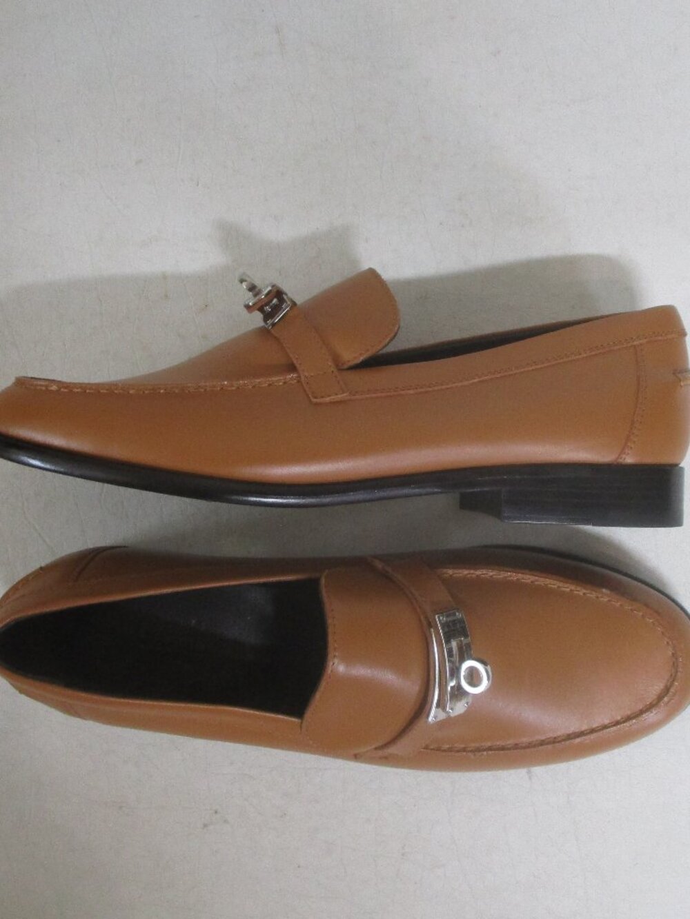 NEW! brown leather loafers shoes womens euro 39